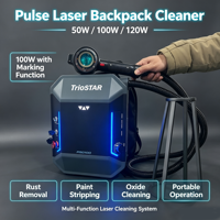 Machine de nettoyage au laser pulsé portable, 50W, 100W, 120W, pour le nettoyage des couches de peinture, d'huile et d'oxyde