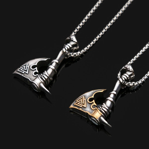 Yunnique-collar con colgante de hacha vikinga de acero inoxidable, joyería de moda de estilo Retro Unisex para hombres y mujeres - Product Image 3