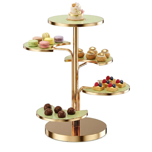 Soporte para Pasteles de Acero Inoxidable Comercial + Acrílico Verde, Soportes para Exhibición de Pasteles para Bodas, Fiestas y Hoteles - Product Image 1