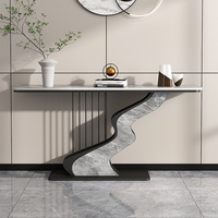 Console décorative murale électrique en ardoise personnalisée avec plateau en marbre pour entrée/hall/salon – Luxe