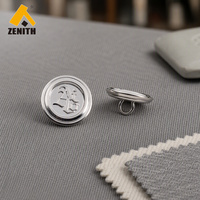 Kancing Jahit Zenith Custom Shiny Flat Round Brass Plating Long Pull Sewing Shank Clip untuk Pakaian BM10218