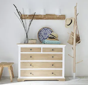 New Arrival White Mango Wood 5-Drawer Chest Storage cabinets for bedroom