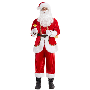 Costume <span class=keywords><strong>de</strong></span> Père Noël pour homme adulte, ensemble <span class=keywords><strong>de</strong></span> vêtements en velours rouge, pantalon, tenue <span class=keywords><strong>de</strong></span> scène, taille plus, vente en gros en stock - Product Image 2