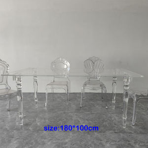 Mesa de comedor de boda de acrílico barata lista para enviar fiesta de eventos Interior Exterior restaurante Hotel MESA DE BODA transparente en stock - Product Image 2