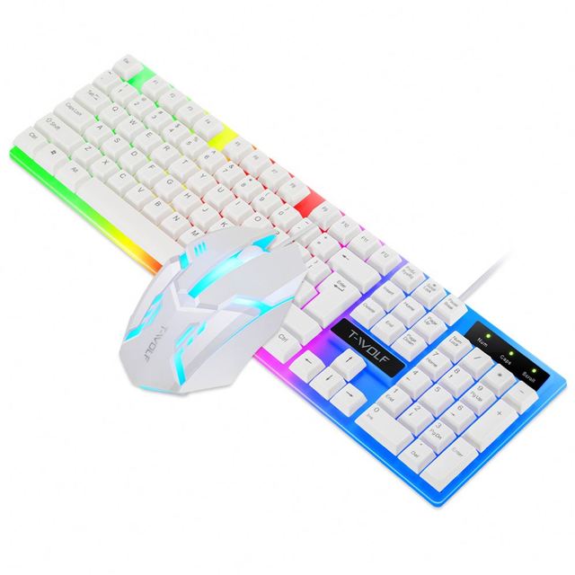 TWOLF TF230 Computer Gaming USB Backlit LED Wired Gaming Keyboard and Mouse Combo