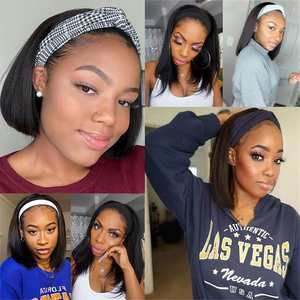 Perruque Bob courte 150% à bandeau lisse, cheveux naturels vierges, non traités, d'hiver d'alignement cuticule brut, 12 pouces - Product Image 3