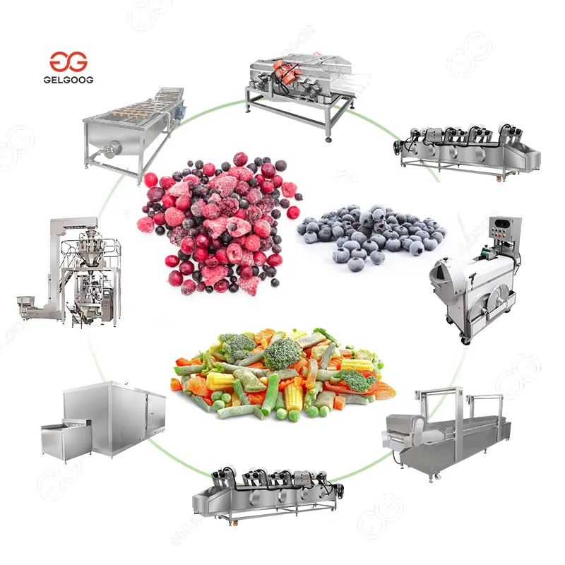 Gelgoog Machine de congélation industrielle Iqf Azote liquide Légumes et fruits Ligne de production congelée Frites Iqf