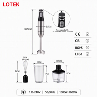 Mixeur plongeant électrique multifonction avec moteur DC et lame en acier inoxydable SUS304, 21 vitesses variables, vente en gros OEM pour l'exportation