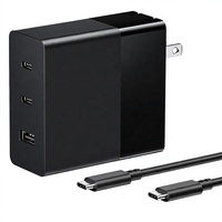 Adaptor Daya GaN 2-Port USB-C 140W PD3.1 Pengisian Cepat dengan Colokan Retractable Ramah Perjalanan Warna Hitam untuk ThinkPad MacBook
