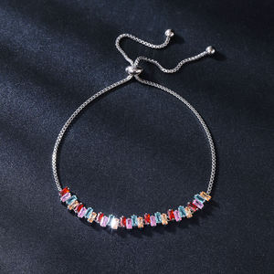 Hoge Kwaliteit Cz Zirkonia Kristal Glijbaan Verstelbare Hiphop Kruis Armband Trendy Bruiloft Sieraden Cadeau Voor Rhodium Waterdruppel - Product Image 5