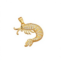 Collier pendentif transfrontalier de luxe léger, entièrement serti de diamants, motif griffe de homard, en cuivre écologique électroplaqué