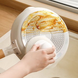 Cepillo de limpieza multiusos reutilizable para ollas de cocina con logotipo/color personalizado, esponja con mango, cepillo para ollas con mango corto tipo luffa - Product Image 1