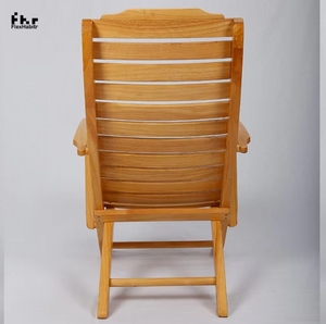 Mobilier d'extérieur en bois de chêne massif durable Chaise longue de plage pliable confortable avec accoudoirs pour la chambre à coucher ou la plage - Product Image 4