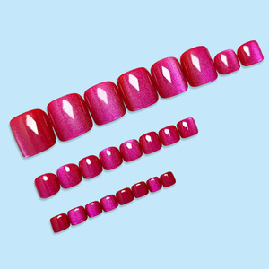 96 <span class=keywords><strong>Uñas</strong></span> Postizas Acrílicas de Cobertura Completa con Diseño Cuadrado Ojo de Gato, Color Rosa, de Lujo, Duraderas y Fáciles de Usar - Product Image 5