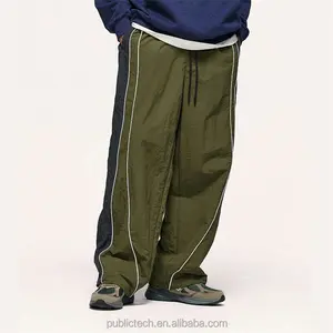 Custom Hip Hop Plus Size Waterproof Loose Track Pants Men Polyester Patchwork Color Blocked Pants