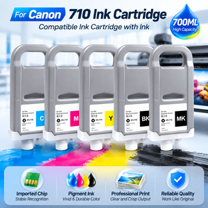 Cartuccia d'Inchiostro Compatibile Ocbestjet 700ML per <span class=keywords><strong>Canon</strong></span> PFI-710, Ricarica Completa con Inchiostro Pigmentato per Stampanti <span class=keywords><strong>Canon</strong></span> TX2000 TX3000 TX4000 - Product Image 1