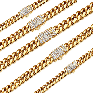 Men's <b>Iced</b> <b>Out</b> Miami Cuban Bracelet- Hip Hop Rapper Bling Cuban Link <b>Chain</b> with Cubic Zirconia, Gold and Silver Plated Stainless - Product Image 1