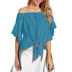 Camicetta estiva da donna con stampa floreale camicetta ampia in maglia estiva Casual per idee regalo per ufficio, vacanze e <span class=keywords><strong>natale</strong></span> - Product Image 1
