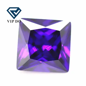 5A grade 1.5*1.5mm-12*12mm violet/dark violet square shape princess cut cubic zirconia loose gemstones synthetic square CZ stone