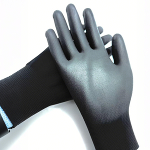 Gants en polyester de calibre 13 enduits de <span class=keywords><strong>PU</strong></span> noir, confortables, résistants à l'usure, couleur personnalisée en gros - Product Image 3