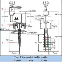 Interrupteur à flotteur en acier inoxydable de type R1B, IP65, contact à palette, détection de débit d'eau pour le contrôle des pompes à eau