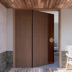 Puerta Principal de Madera de Roble Macizo Estilo Villa de Lujo con Diseño Pivotante Antirrobo para Exteriores de Villas y Apartamentos - Product Image 6