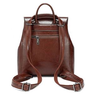 Waterproof External Frame National Style Top Grain Soft <b>Leather</b> Women <b>Small</b> Genuine <b>Leather</b> <b>Backpack</b> - Product Image 2
