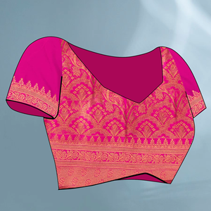 Sari en soie Paithani à pois bleus avec contraste tissé en zari, chemisier non cousu pour femme inclus - Product Image 6