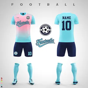 Maillot de football bleu royal et rouge Maillot de football à manches longues Maillot de club de football Importation de kits de football de Chine