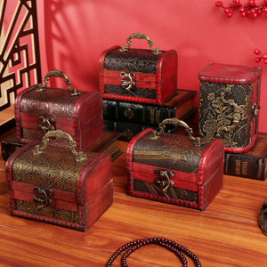Bán Buôn Cổ Điển Đồ Trang Sức Cổ Hộp Bao Bì Tinh Tế Retro Hộp Gỗ Với Khắc Trung Quốc Phong Cách Ảnh Đạo Cụ Lưu Trữ - Product Image 2