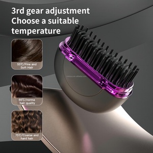 Mini Pocket Cordless Hair Straightener Brush Portable USB Straightening <b>Comb</b> 3 Temperature Hair Beard Straightener Negative Ion - Product Image 6