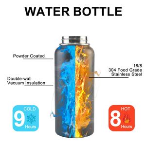 Bouteilles d'eau isothermes à double paroi personnalisées pour la randonnée, gourdes, tasses, 18oz 32oz, en acier inoxydable, avec paille, pour le voyage - Product Image 5