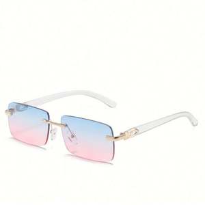 Lunettes de soleil rectangulaires vintage pour hommes et femmes avec logo personnalisé, UV400, couleurs dégradées, sans monture, carrées - Product Image 5