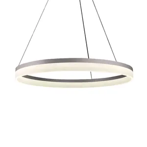 Anel de metal redondo moderno e acrílico, círculo decorativo pendurado, luz pingente de anel led para cozinha