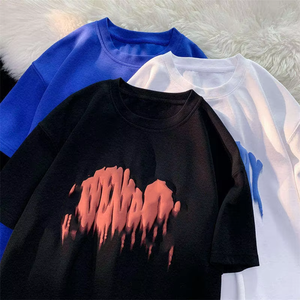 250 Gsm coton t-shirt pour femmes avec Logo t-shirt à manches courtes hommes personnalisé 3d mousse bouffée impression graphique t-shirt bouffée impression - Product Image 2