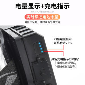 ไฟหน้าแบบซูมได้ P70 ความจุแบตเตอรี่ 2000 มิลลิแอมป์ ไฟ LED แบบชาร์จได้สำหรับตกปลาตอนกลางคืน พร้อมระบบปรับมุมเอียงได้ - Product Image 4