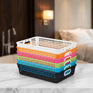 Plateau à pain rectangulaire en plastique 630x400x124mm, <span class=keywords><strong>panier</strong></span> ventilé pour fruits <span class=keywords><strong>et</strong></span> légumes, qualité alimentaire, écologique, durable, avec poignée, empilable - Product Image 1