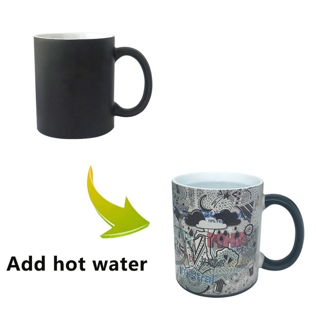 Colour Changing Cups 11oz Black Sublimation Blank Cup Custom Design Magic Color Changing Ceramic Coffee Mug