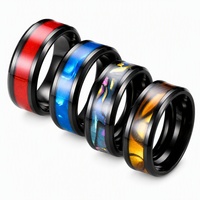 Bague d'amitié en acier inoxydable avec incrustation, motif goutte d'huile colorée, style Hip Hop, pour couple, bijoux de fête, vente en gros