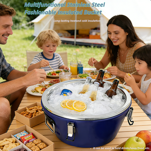 Üç Parçalı Set 15L/26L/36L Lüks Metal Güveçler Tek Boyutta Herkese Uyar Partiye Uygun Yalıtımlı Sıcak ve Soğuk Tutma Özellikli Yiyecek Isıtıcısı - Product Image 1