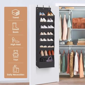 Over The Door <b>Shoe</b> Organizer 10 Pockets Heavy Duty Black Hanging <b>Shoe</b> Rack For Closet Door Storage - Product Image 5