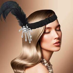 Vente chaude 1920s Flapper Bandeau Costume Flapper Casque pour Femmes Plume Bandeau pour <span class=keywords><strong>Gatsby</strong></span> Thème Fête Cheveux Accessoires - Product Image 5