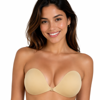 Soutien-gorge invisible adhésif sans bretelles, push-up, transparent, sans couture, avec couvre-tétons et dos nu