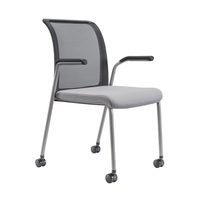 Chaise de conférence de bureau ergonomique empilable réglable avec structure métallique et base en plastique mobile pour usage commercial