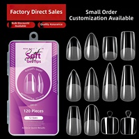 Ongles transparents semi-givrés à adhérence totale, ultra-fins, sans couture, étendus, 120 pièces