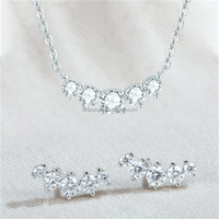Ensemble collier et boucles d'oreilles Chasau en argent sterling 925 avec moissanite noire ronde de 1,0 carat pour femmes et filles