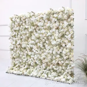 Wall Artificial Flowers GNW Artificial Flower For Wall Decoration Rose Flower Wall Backdrop Wedding Artificial Flower Wall Backdrop