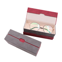 Étui à lunettes rectangulaire classique double couche semi-rigide, style rétro, pliable, en cuir PU, avec fermeture à bouton-pression, personnalisable