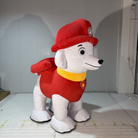 Costume de mascotte de chien pompier gonflable de 2 m, chien blanc en peluche avec casque de pompier rouge, costume de mascotte pour adultes