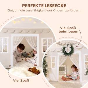 Tente de jeu pliable en forme de <span class=keywords><strong>maison</strong></span> pour enfants décor mignon avec guirlandes lumineuses et rideaux en dentelle <span class=keywords><strong>intérieur</strong></span> spacieux idéal pour salle de <span class=keywords><strong>jeux</strong></span> intérieure - Product Image 3